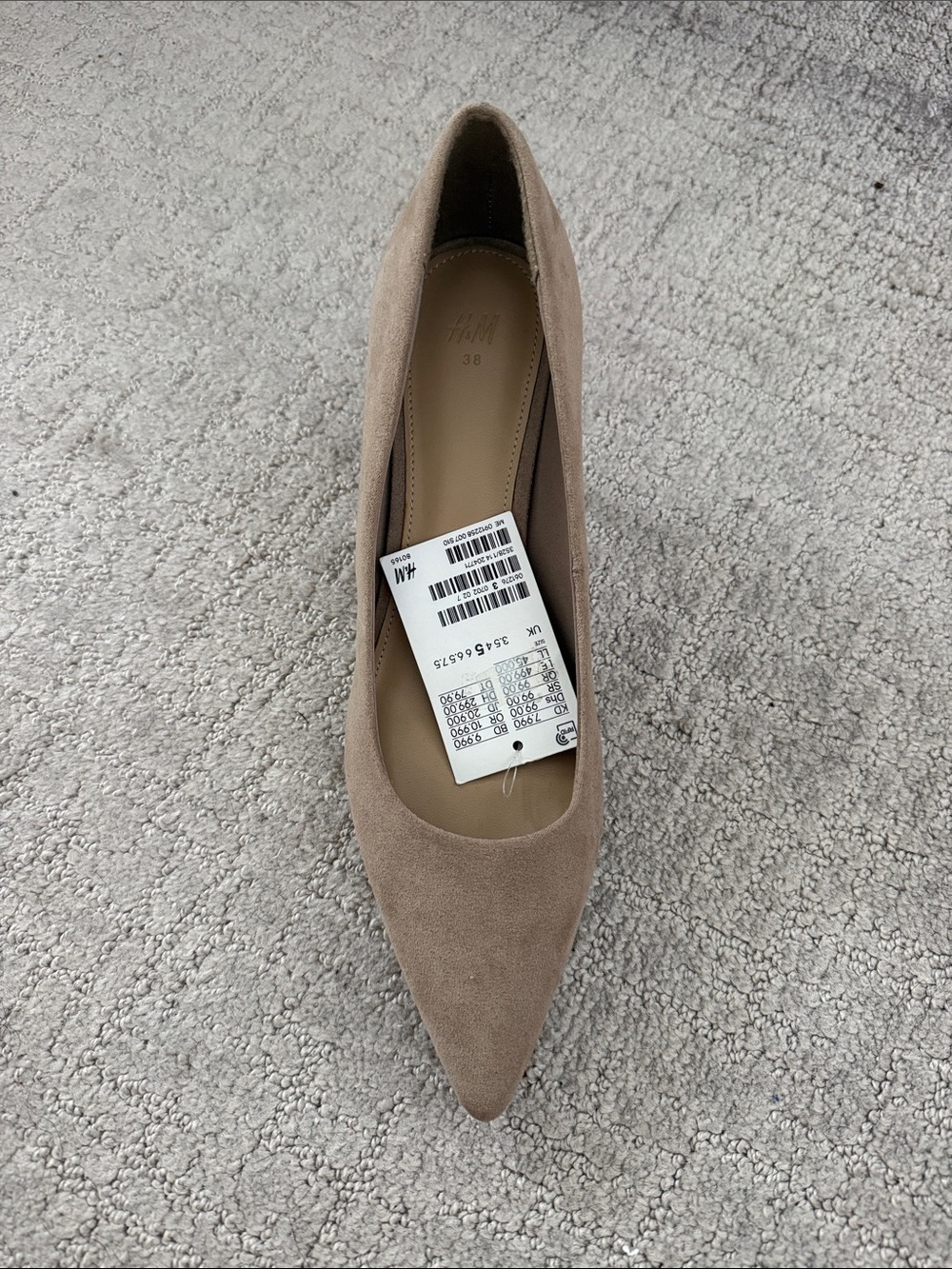 H&M Beige Pointed-Toe Suede Heels